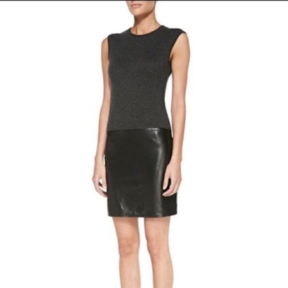 Ralph Lauren Cashmere Birdseye Lamb Leather Dress - Picture 3 of 16